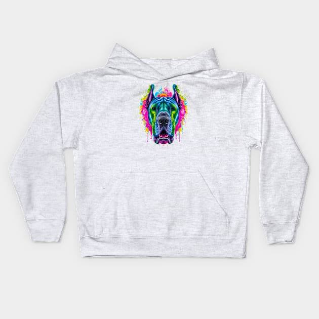 Great Dane German Mastiff Mural Art Print Kids Hoodie by Furrban